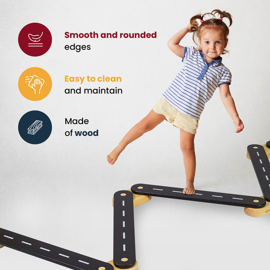Houten Evenwichtsbalk Met Zes Elementen Natuurkleur by MeowBaby