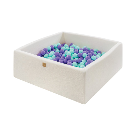 Ballenbak Bouclé Witte Vierkante Ballen 110x110x40cm by MeowBaby