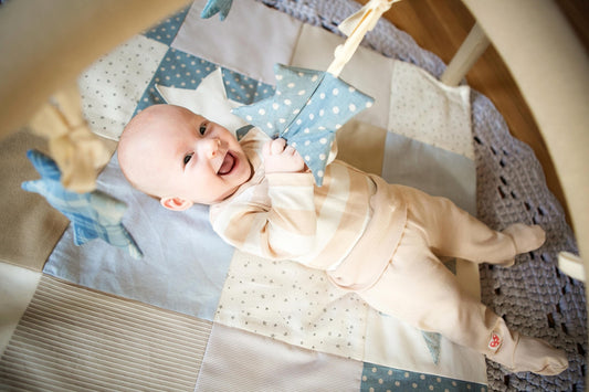 Kleine Baby Activiteitendeken 80x80 Blauw Activiteitsbogen by Karloova