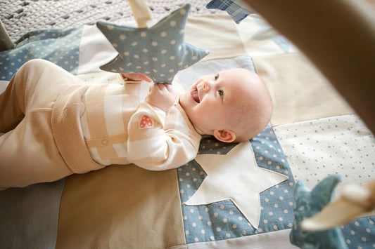 Kleine Baby Activiteitendeken 80x80 Blauw Activiteitsbogen by Karloova