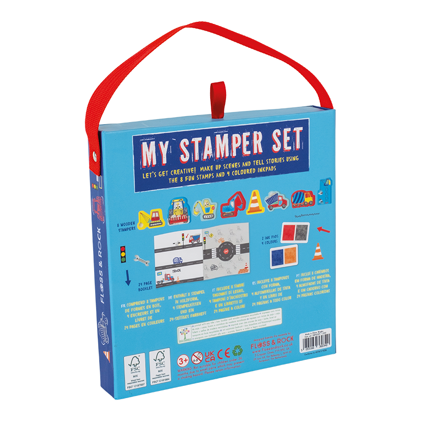 Stempelset Constructie Inclusief Kleurboek En Inktpads by Floss & Rock