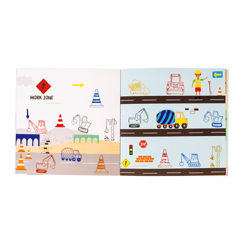 Stempelset Constructie Inclusief Kleurboek En Inktpads by Floss & Rock
