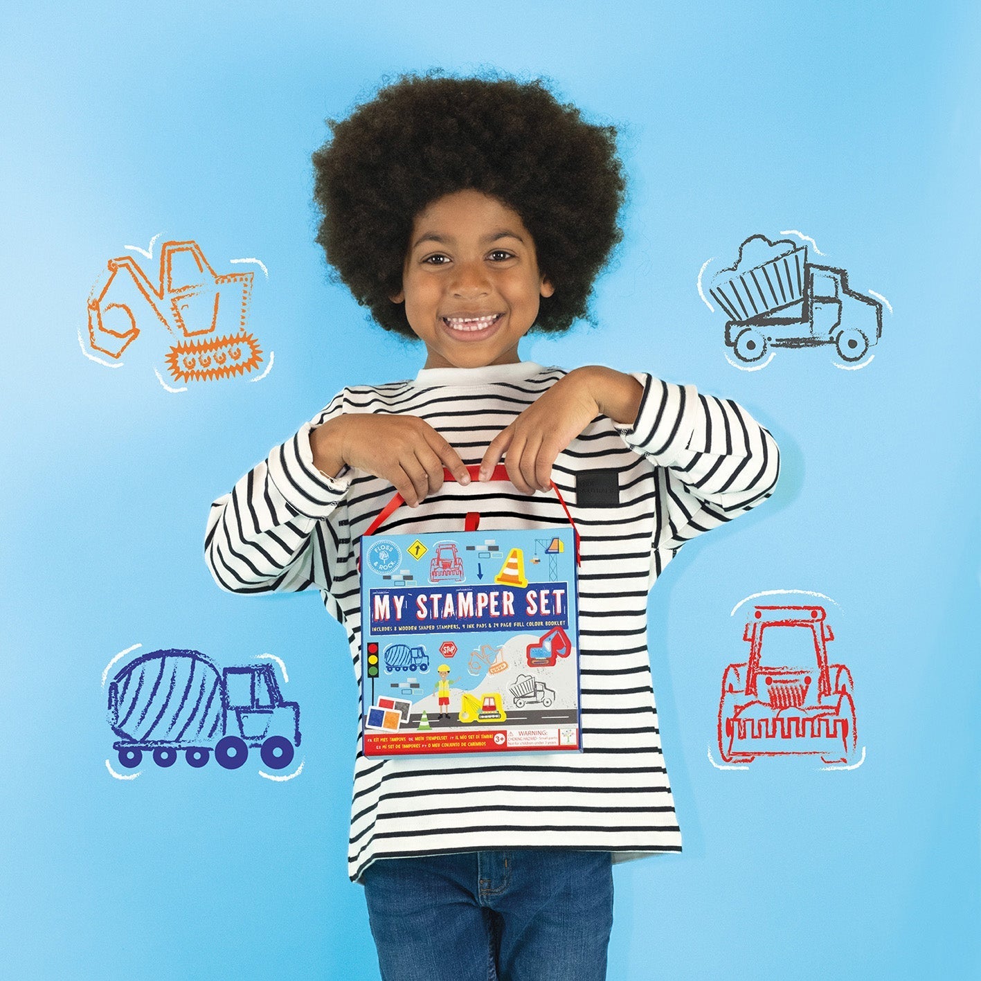 Stempelset Constructie Inclusief Kleurboek En Inktpads by Floss & Rock