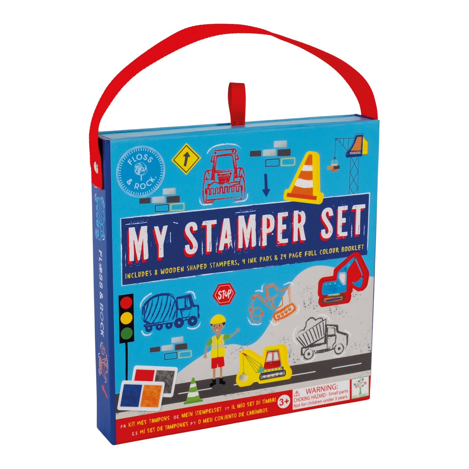 Stempelset Constructie Inclusief Kleurboek En Inktpads by Floss & Rock