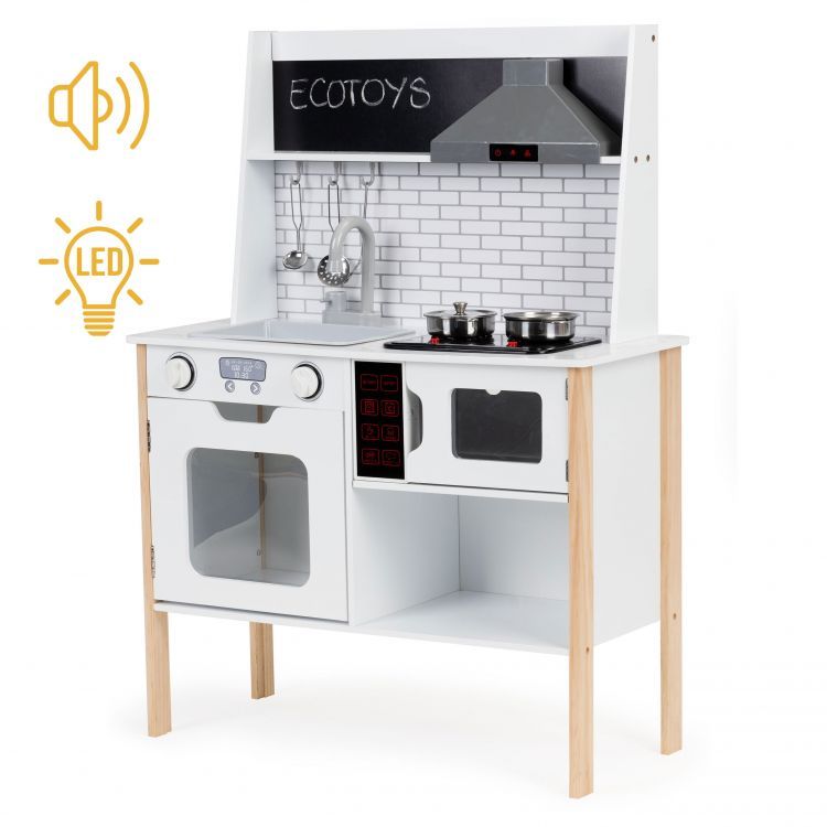 Houten Speelkeuken Met Geluid En Verlichtingsfuncties by ECOTOYS