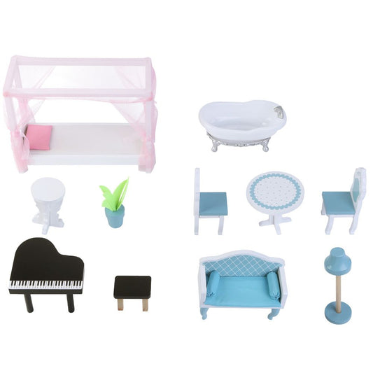 Houten Poppenhuis Emily Met LEDVerlichting DrieVerdiepingen by Gerardo's Toys