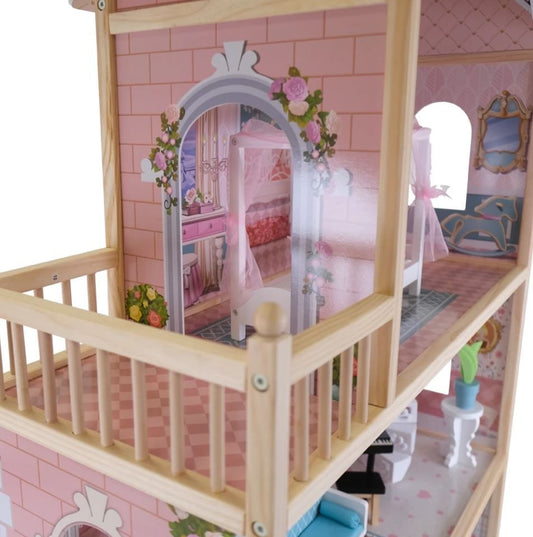 Houten Poppenhuis Emily Met LEDVerlichting DrieVerdiepingen by Gerardo's Toys