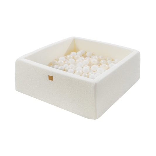 Ballenbak Boucle Wit Vierkant Kindveilig 90x90x40cm by MeowBaby
