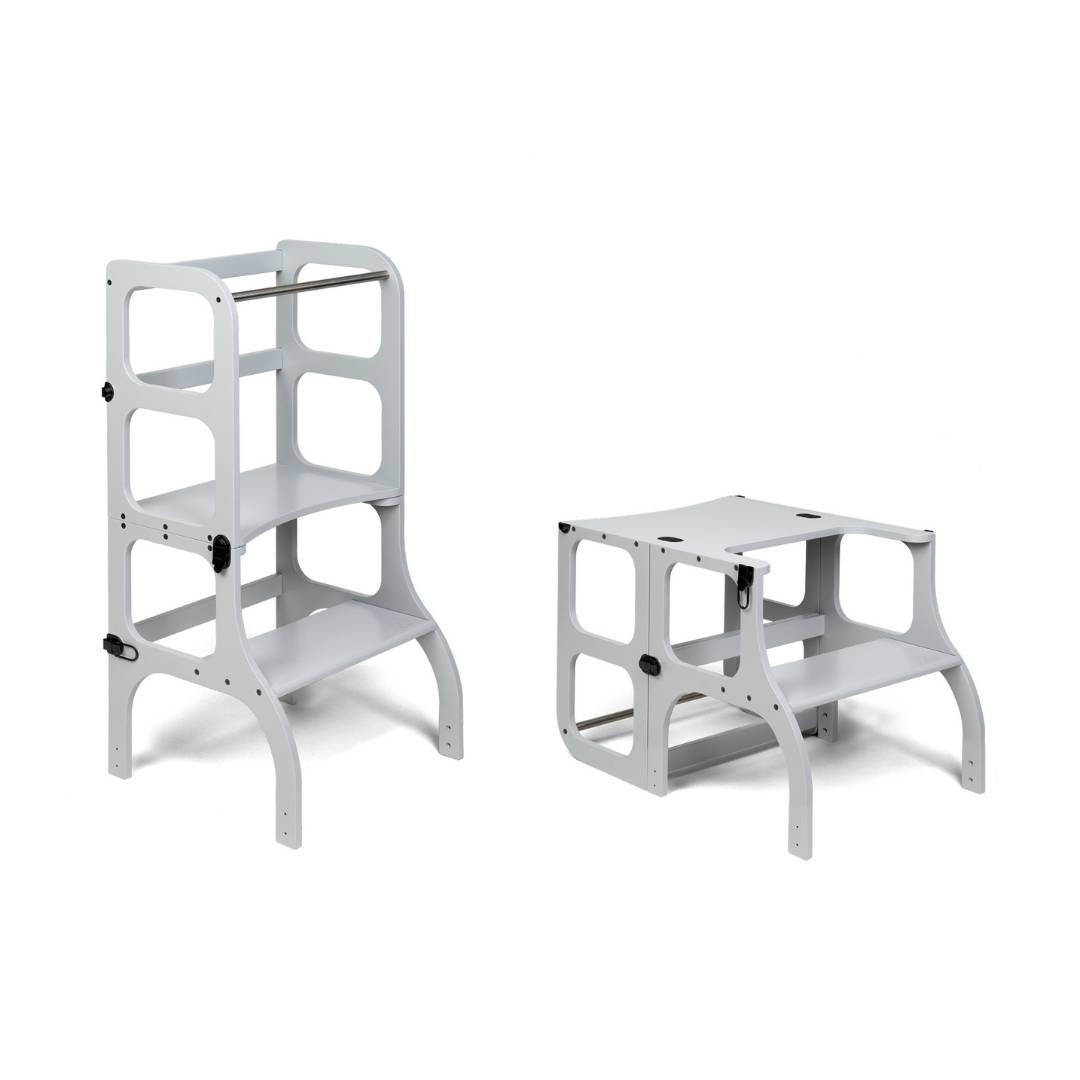 Houten Hulptoren Tafel 2In1 Kindvriendelijk Grijskleurig by Ette Tete