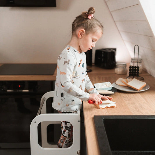 Houten Hulptoren Tafel 2In1 Kindvriendelijk Grijskleurig by Ette Tete