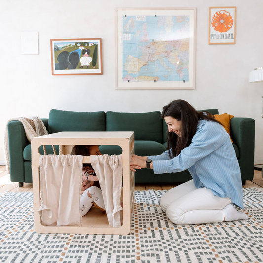 Houten Klimkubus Met Touwvenster Voor Kleuterplezier by Ette Tete