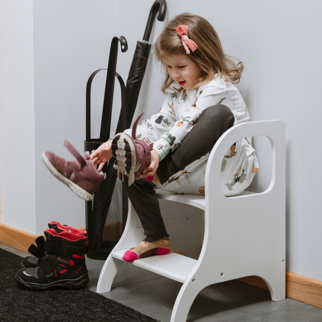 Verstelbare Opstapkruk Montessorimethode Wit Kinderen by Ette Tete