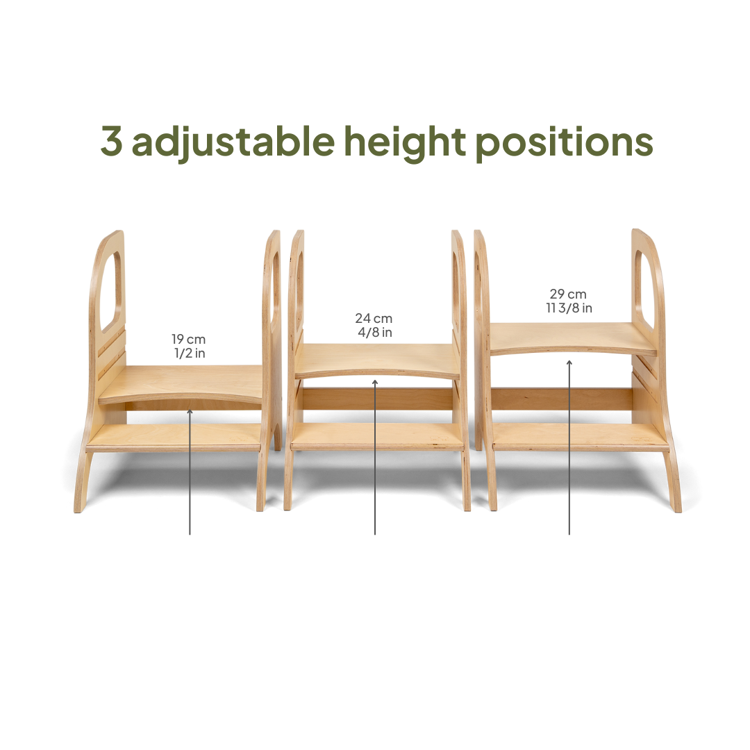 Verstelbare Opstapkruk Montessorimethode Wit Kinderen by Ette Tete