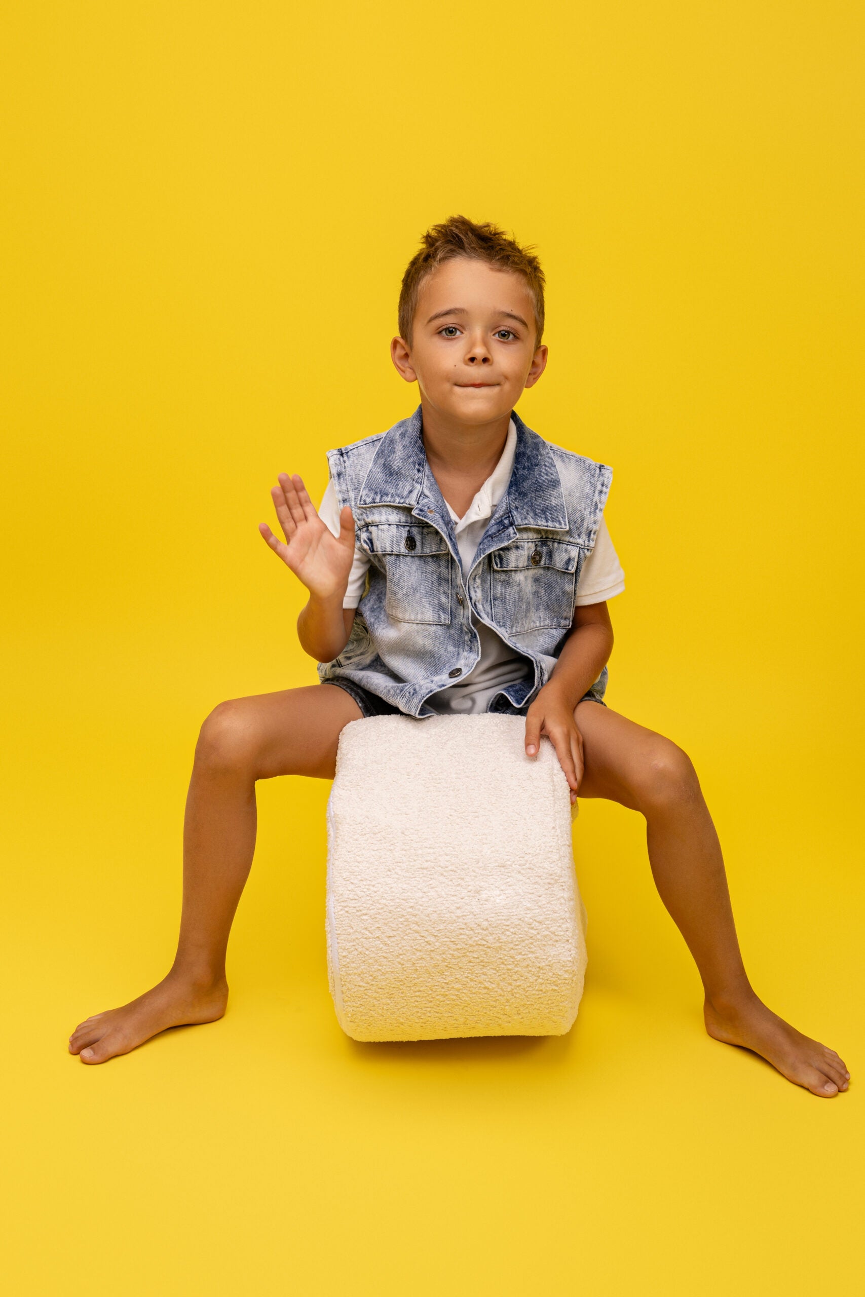 Bonenvormige Schuimmodule Wit Bouclé Speelvorm Kinderen by MeowBaby