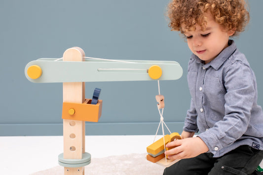 Houten Constructie Kraan Speelgoed Met Dierenvriendjes by Trixie Baby