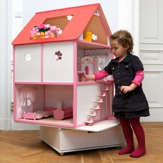 Poppenhuis Roosi Villa Roze Kindervriendelijk Kamers by ROOSI Traditional Toys