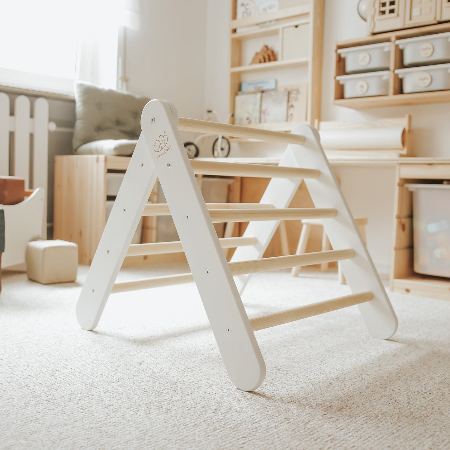 Grote Houten Montessori Piklerladder Witafwerking Duurzaam by MeowBaby