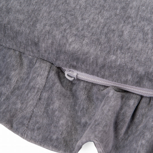 Ronde Speelmat Met Franje Fluweelachtig Grijskleurig by MeowBaby