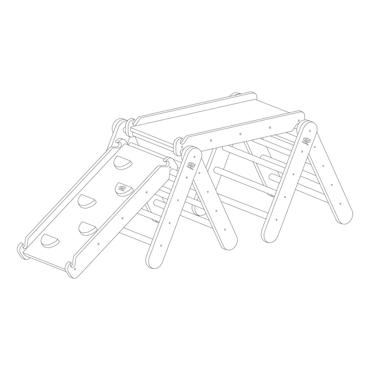 Klimdriehoek Natuurhouten Industrieel Met Glijbaan Luxe by MeowBaby