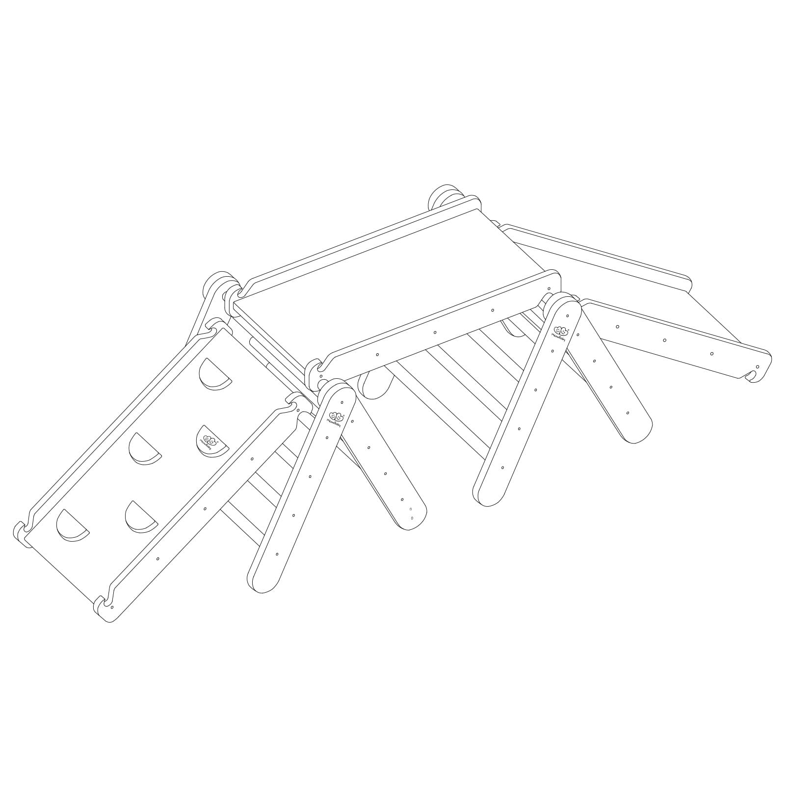 Klimdriehoeksysteem Met Glijbaan Klimrek Grootformaat Wit by MeowBaby