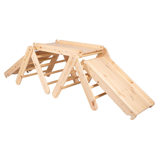 Klimdriehoek Natuurhouten Industrieel Met Glijbaan Luxe by MeowBaby