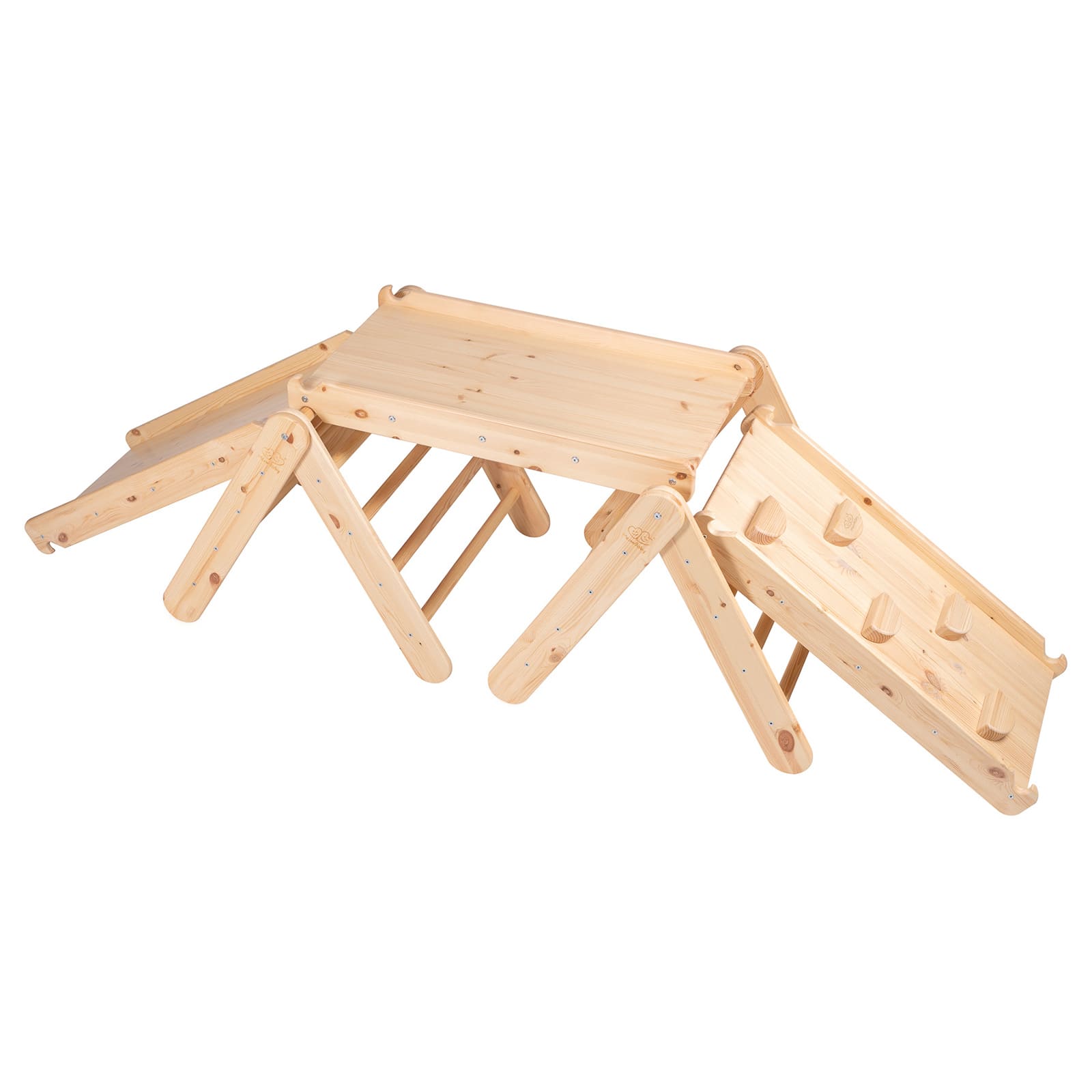 Klimdriehoek Natuurhouten Industrieel Met Glijbaan Luxe by MeowBaby