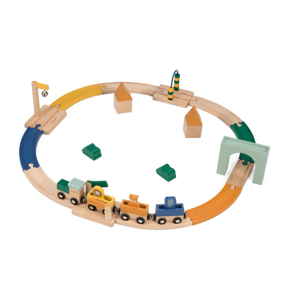Houten Spoorwegset Dierentrein Met Magnetische Wagens by Trixie Baby