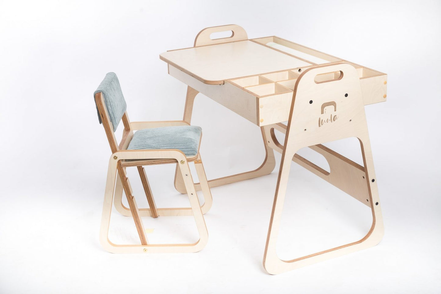 Montessori Tafel En Stoelenset Verstelbaar Mintgroene by Luula