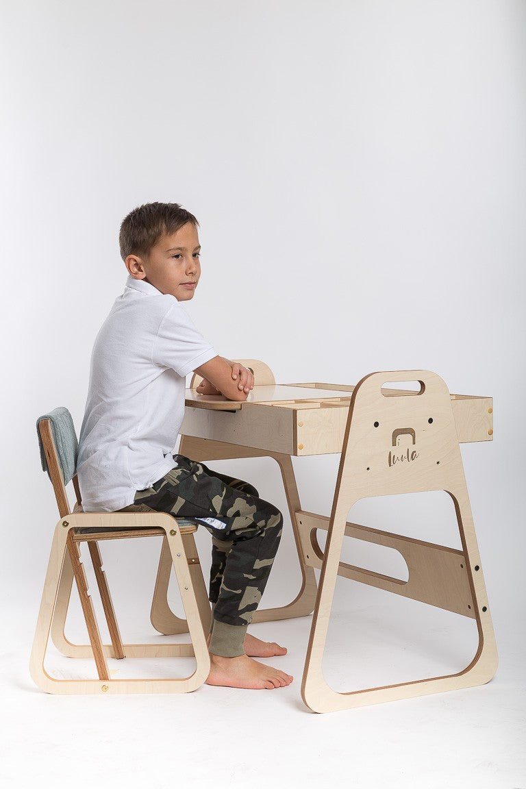 Montessori Tafel En Stoelenset Verstelbaar Mintgroene by Luula