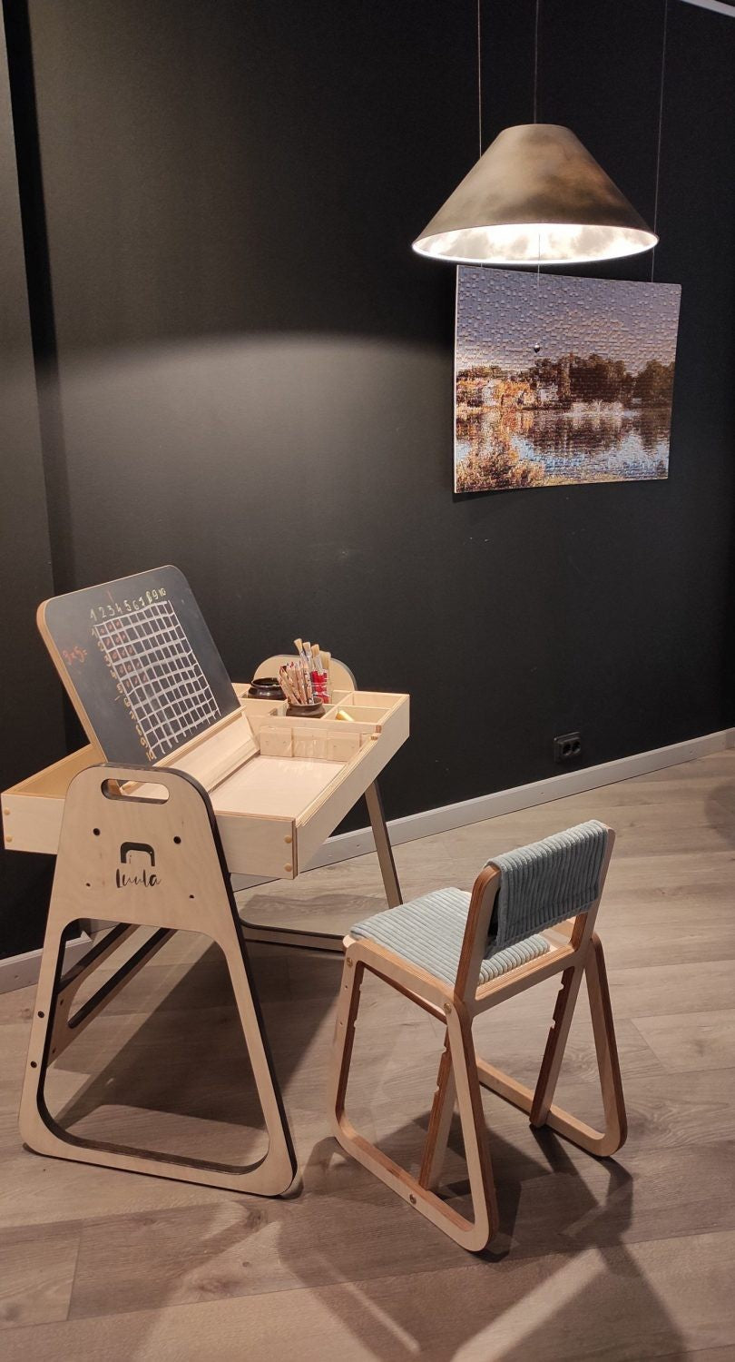 Montessori Tafel En Stoelenset Verstelbaar Mintgroene by Luula