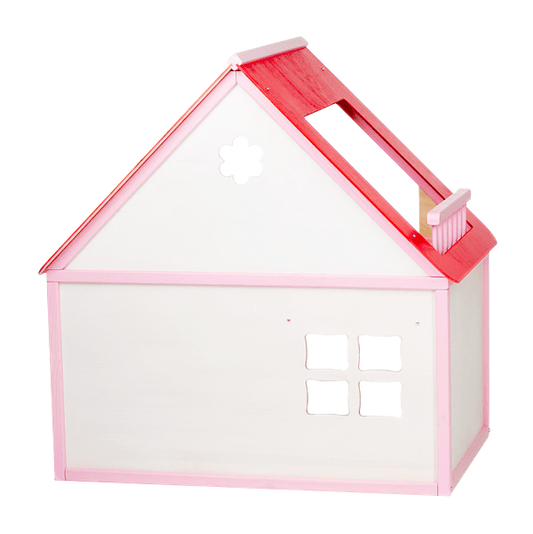 Houten Poppenhuis Roze Kunstzinnig Ambachtelijk Sierlijk by ROOSI Traditional Toys