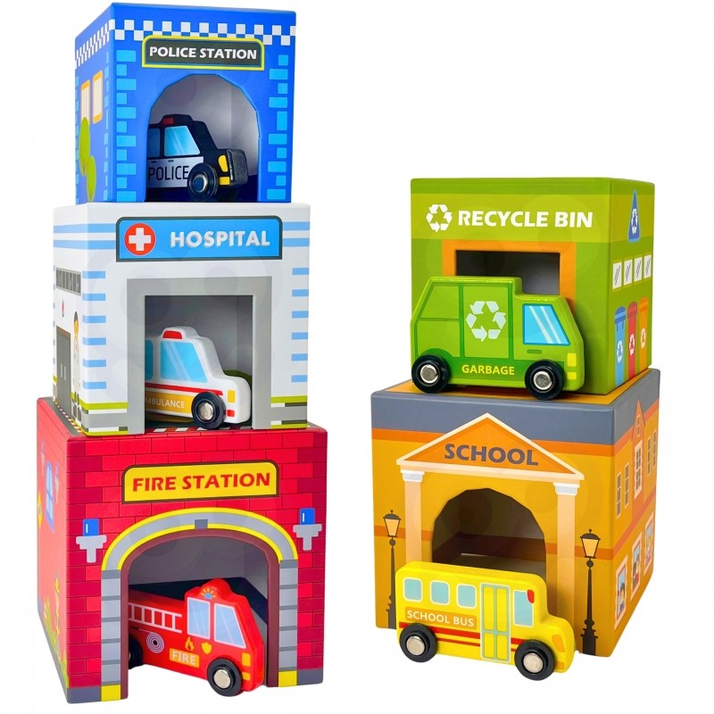 Houten Puzzel Kubus Voertuigen Educatief Interactief by Woopie Let's Go Green