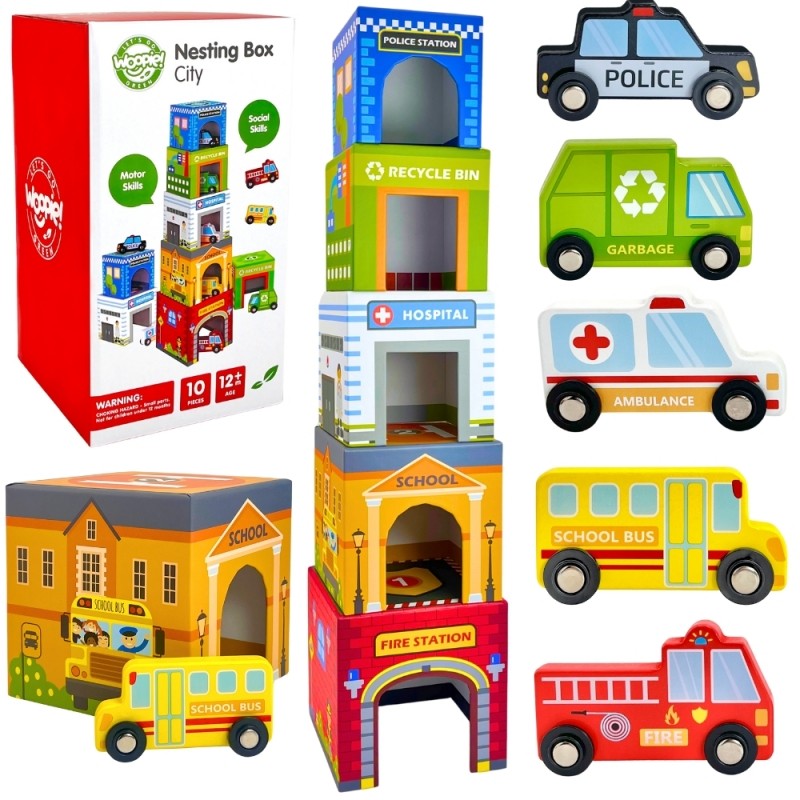 Houten Puzzel Kubus Voertuigen Educatief Interactief by Woopie Let's Go Green
