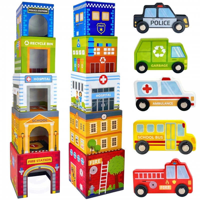 Houten Puzzel Kubus Voertuigen Educatief Interactief by Woopie Let's Go Green