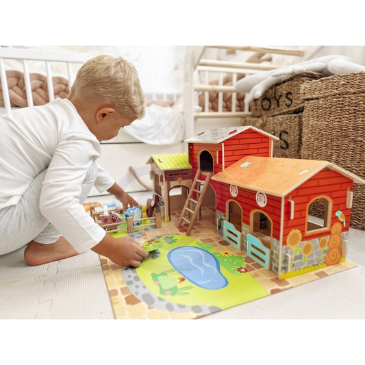 Houten Boerderij Speelset 18-Delige Leerzaam Voor Kinderen by Woopie Let's Go Green