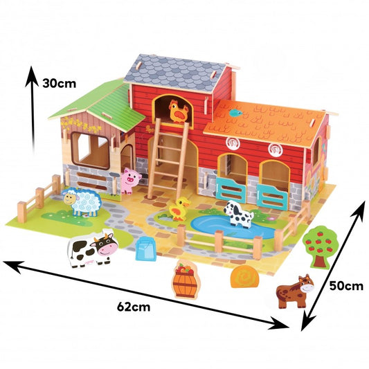 Houten Boerderij Speelset 18-Delige Leerzaam Voor Kinderen by Woopie Let's Go Green