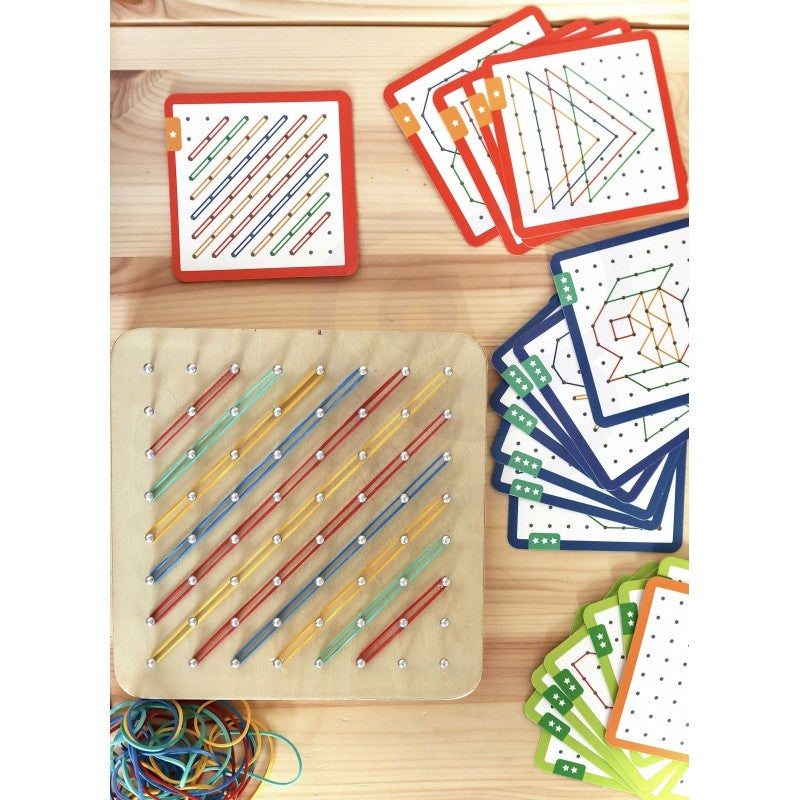 Houten Geoplan Puzzel Met Elastiek Patronen Kleurrijk by Woopie Let's Go Green