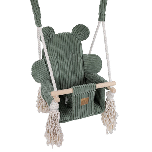 Babyschommel Olijfgroen Katoen Hout Natuurlijk Veilig by MeowBaby