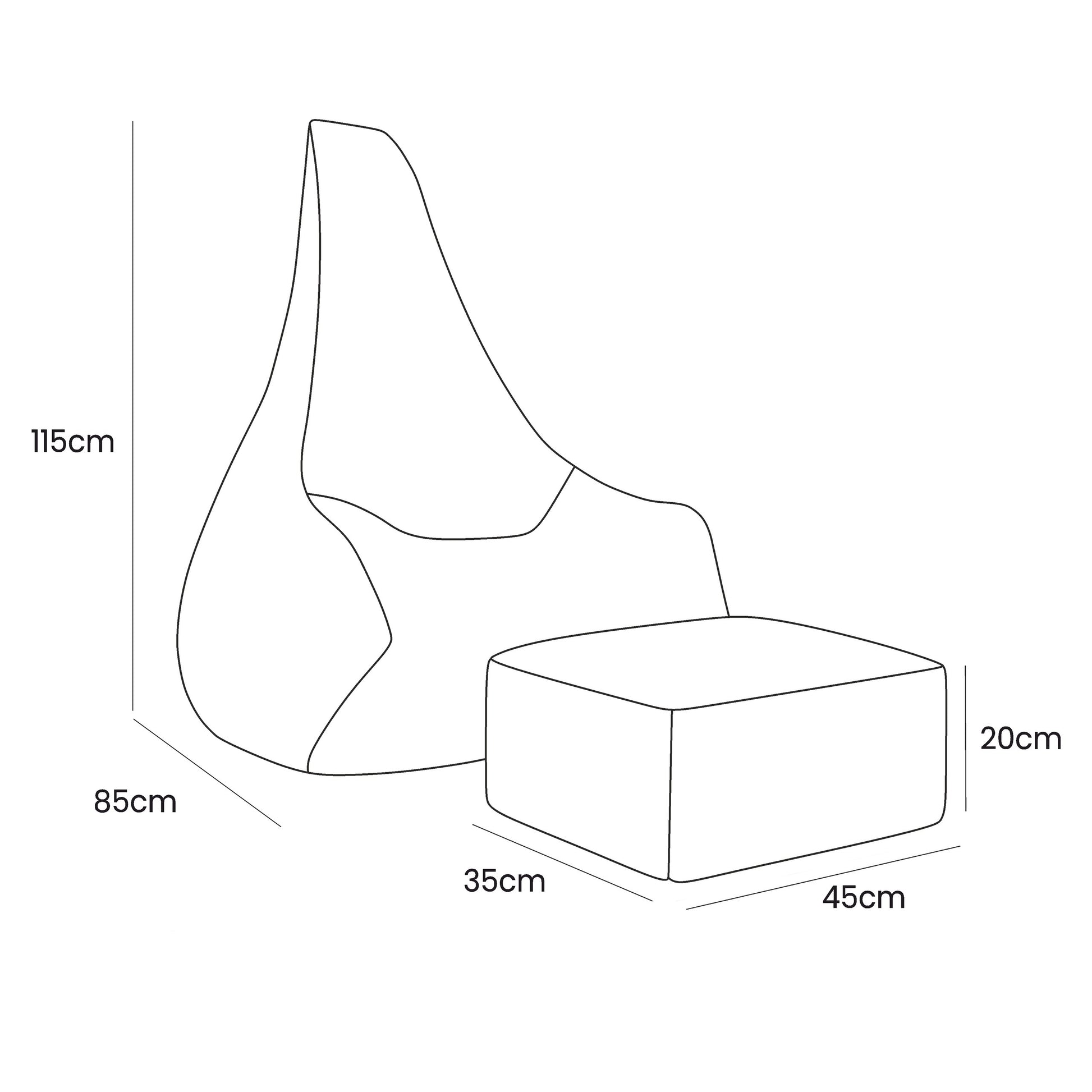 Kleuter Zitzak Met Voetsteun Waterafstotende Hemelsblauw by MeowBaby