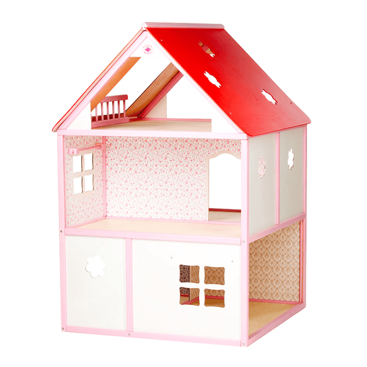 Poppenhuis Roosi Villa Roze Kindervriendelijk Kamers by ROOSI Traditional Toys