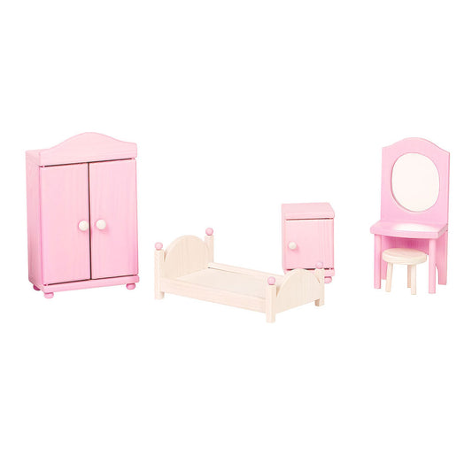 Roosi Poppenhuis Slaapkamermeubilair Roze Wit Uitvoering by ROOSI Traditional Toys