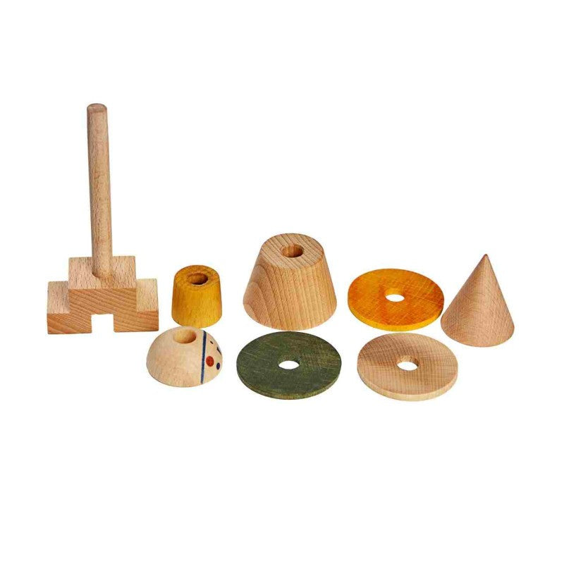 Houten Stokfiguurpuzzel Geel Montessori Educatief Speelgoed by Wooden Story