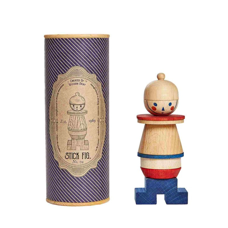 Houten Stokfiguur Puzzel Blauw Montessori Educatief by Wooden Story