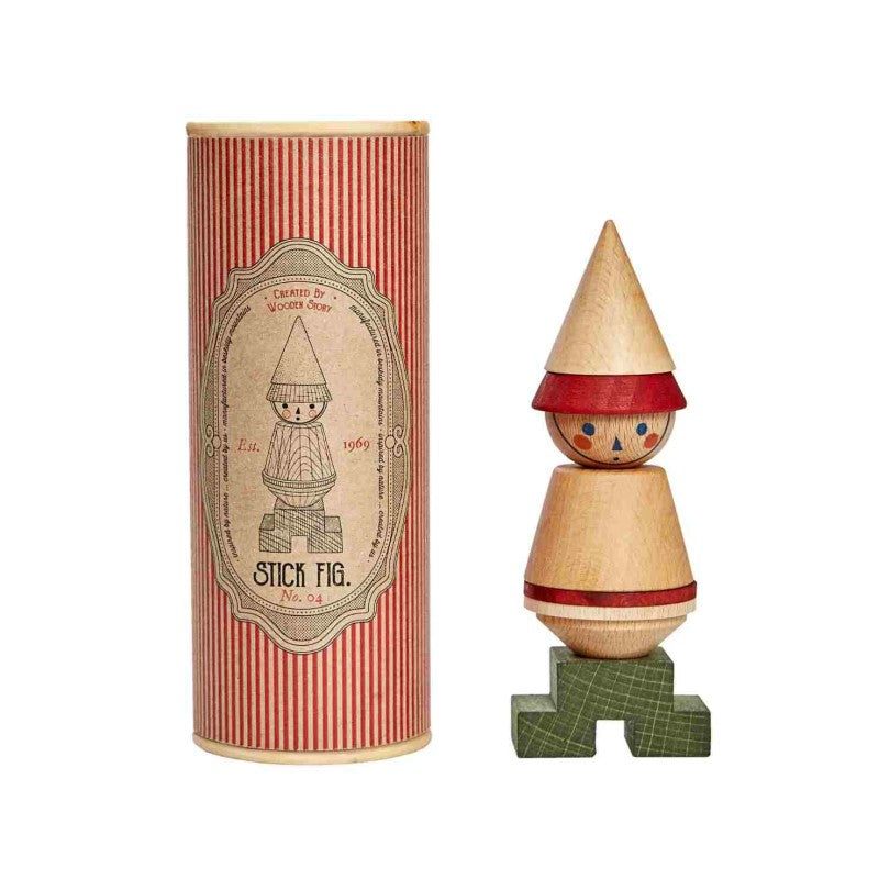 Stokfiguur Puzzel Montessori Natuurhout Rood Groot by Wooden Story