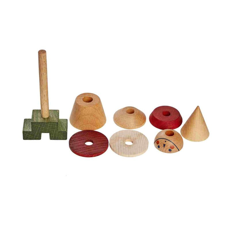 Stokfiguur Puzzel Montessori Natuurhout Rood Groot by Wooden Story