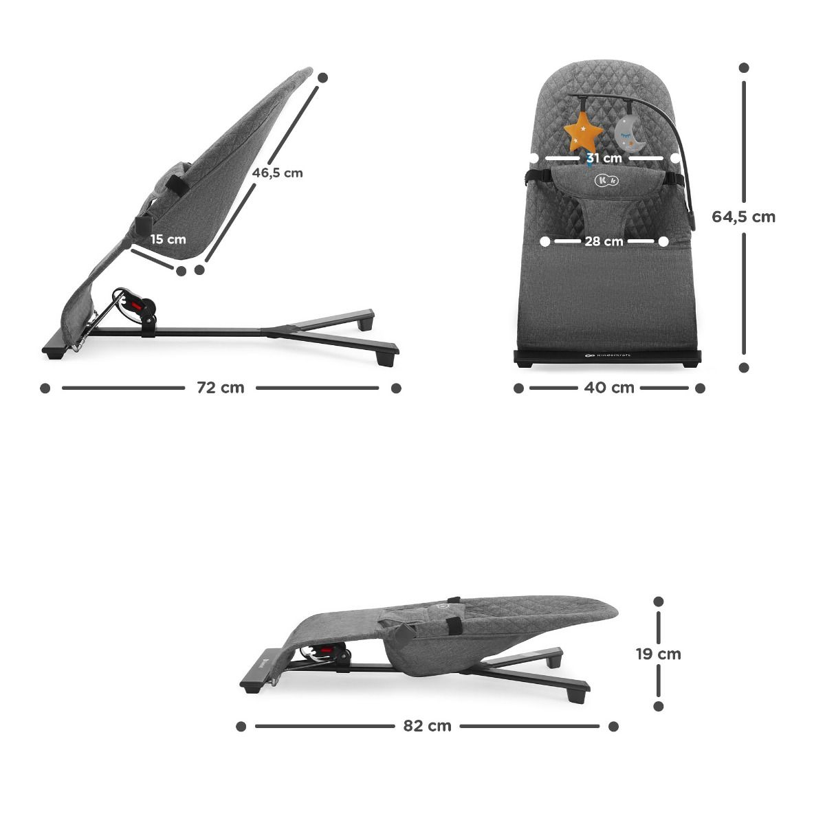 Wipstoel Baby MIMI Minimalistisch Grijs Voor Ontspanning by Kinderkraft
