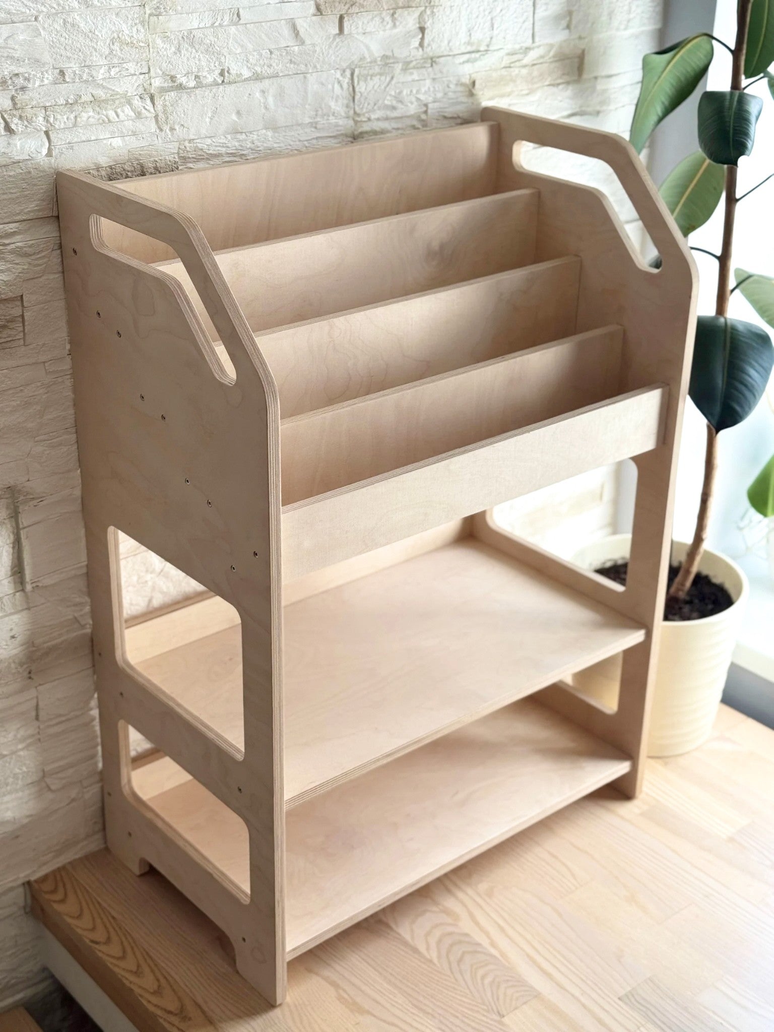 Montessori Boekenkast Met Opbergplank Voor Kinderen by OakHill