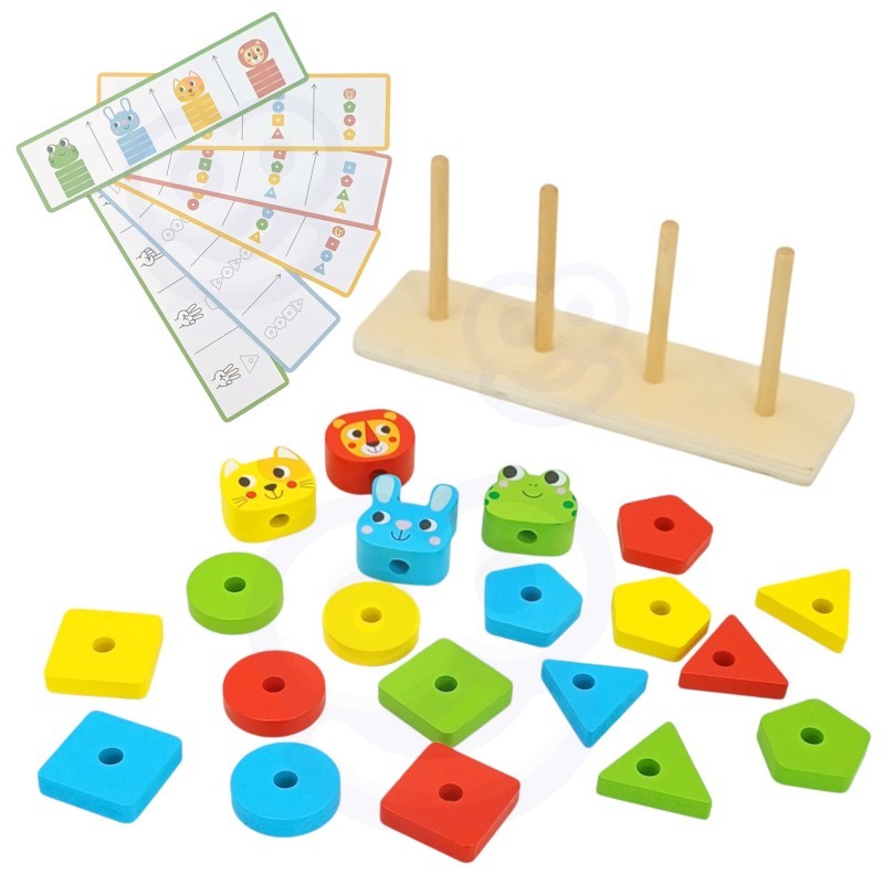 Montessori Puzzelpiramide Dieren Educatief Speelgoed by Woopie Let's Go Green