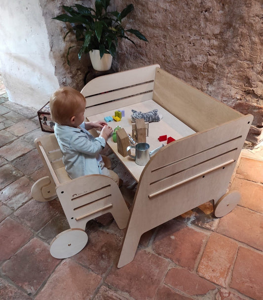 Montessori Tafelstoel Verstelbaar Wagon Wheel Compleet by Luula
