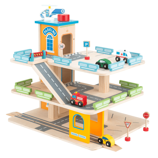 Houten Parkeergarage Met Lift Verkeersborden Autos by Gerardo's Toys
